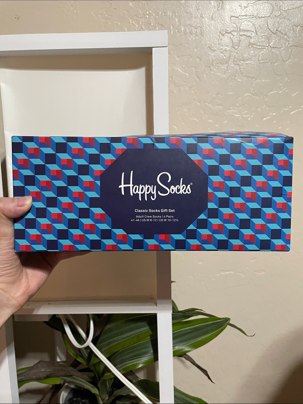 Happy Socks Classic Crew Socks Gift Set 4 Pairs Geometric Design